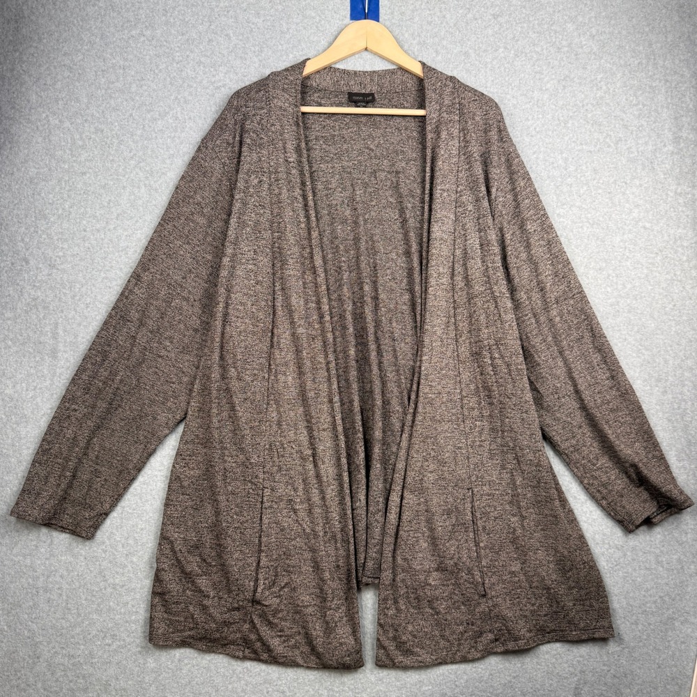 J Jill Cardigan Womens 4X Brown Marled Wearever Open Front Pocket Stretch Plus